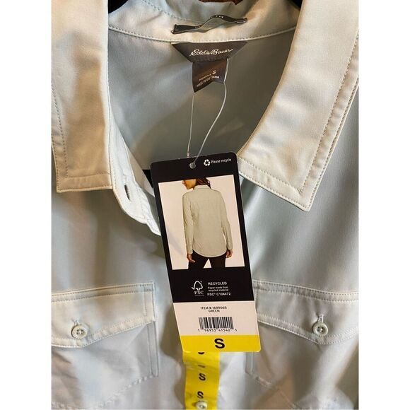 Eddie Bauer LS Departure Shirt Soft Green Stretch Light Weight Moisture Wicking - Picture 4 of 10